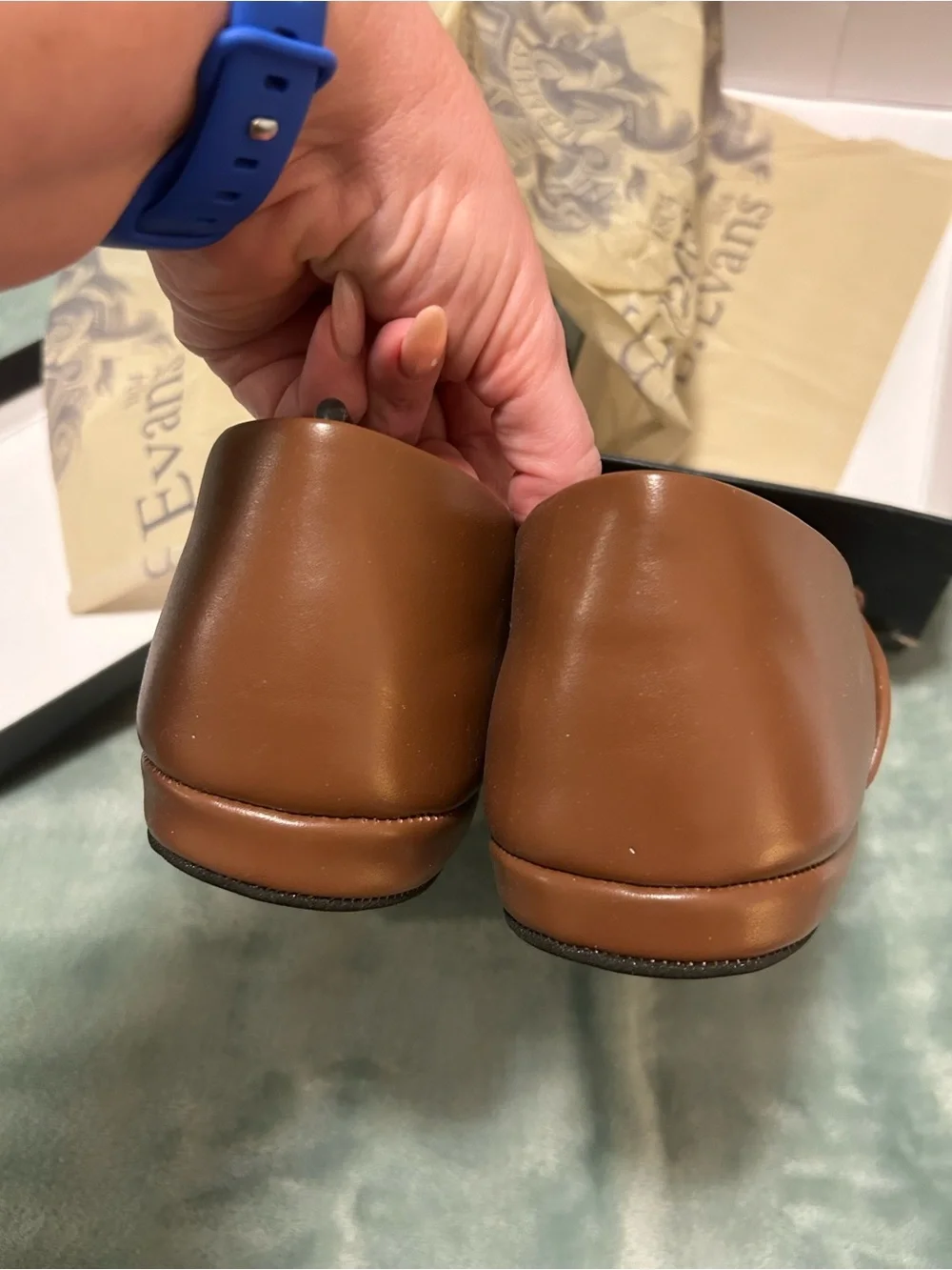 L.B. Evans Men's Chestnut Brown Leather Slip-On Loafers Slippers NIB Size 14